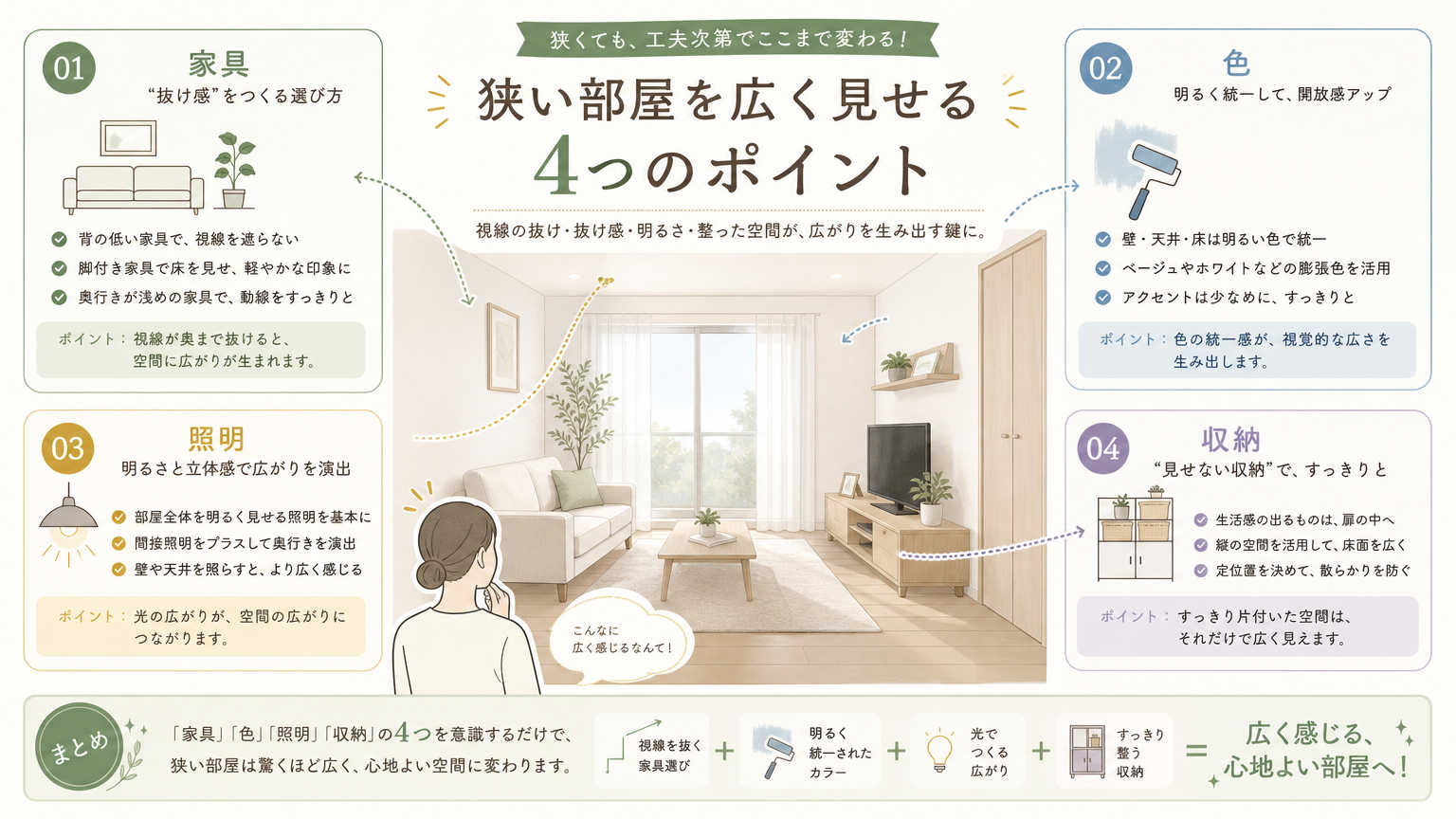 狭い部屋を広く見せる方法とは？結論をわかりやすく解説